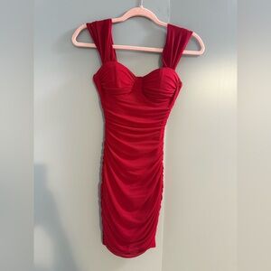 Windsor Red Ruched Sweetheart Mini Dress